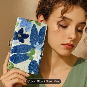 Floral Blue Clutch Bag